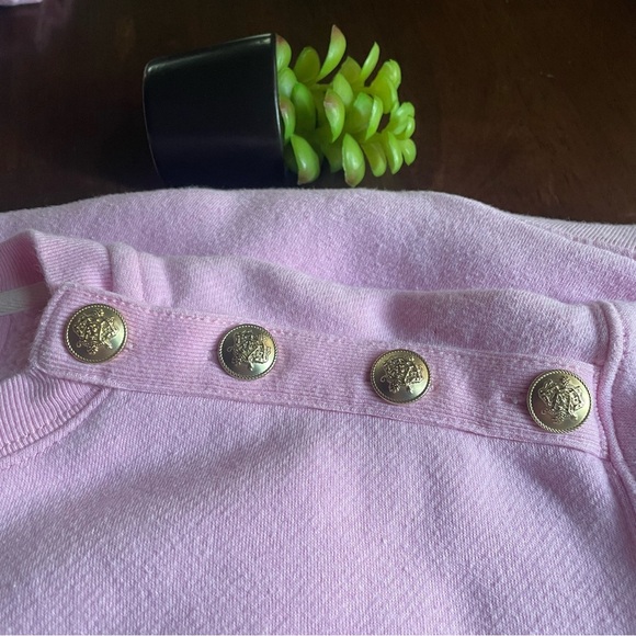 J. Crew Heritage Fleece Cropped Sweatshirt With Buttons in Picador Pink XS - Picture 6 of 9